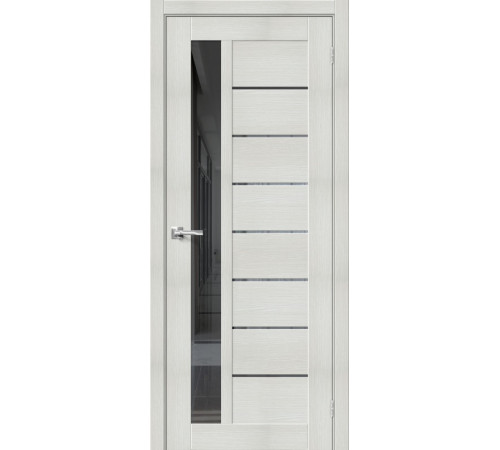 Межкомнатная дверь с экошпоном Браво-27 Bianco Veralinga/Mirox Grey