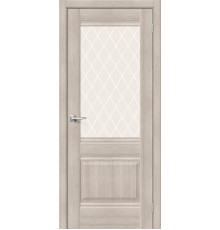Межкомнатная дверь с экошпоном Прима-3 Cappuccino Melinga/White Сrystal