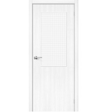 Межкомнатная дверь с экошпоном Браво-7 Snow Melinga/Wired Glass 12,5