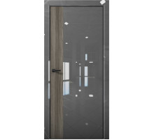 Межкомнатная дверь Платина Pt6 AL Black Edition Crystall Gray/Дуб миндаль