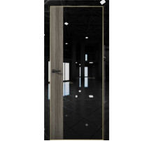 Межкомнатная дверь Платина Pt6 AL Gold Edition Crystall Black/Дуб миндаль