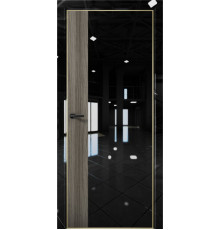 Межкомнатная дверь Платина Pt6 AL Gold Edition Crystall Black/Дуб миндаль
