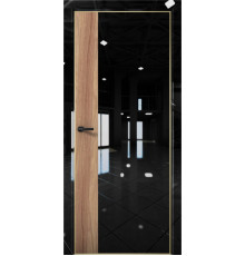 Межкомнатная дверь Платина Pt6 AL Gold Edition Crystall Black/Дуб натуральный