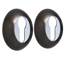 Накладка на цилиндр на круглой розетке Итарос Премиум Плюс  (черный никель/хром BN/CP)