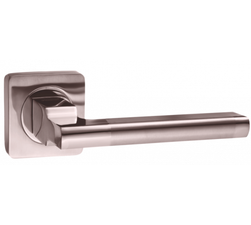 Дверная ручка Рим на квадратной розетке (INDH 53-02, SN/NP никель матовый/никель блестящий)
