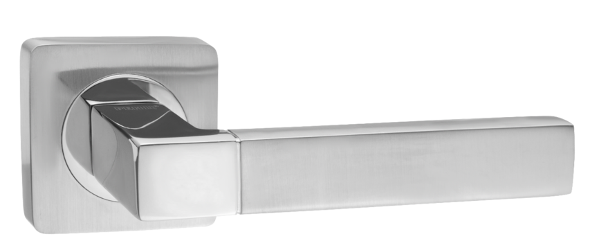 Дверная ручка Милан на квадратной розетке (INDH 51-02, SC/CP хром матовый/ хром блестящий)